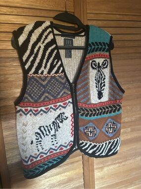 IVY Living Zebra & Giraffe Knit Zip Vest - Multicolor